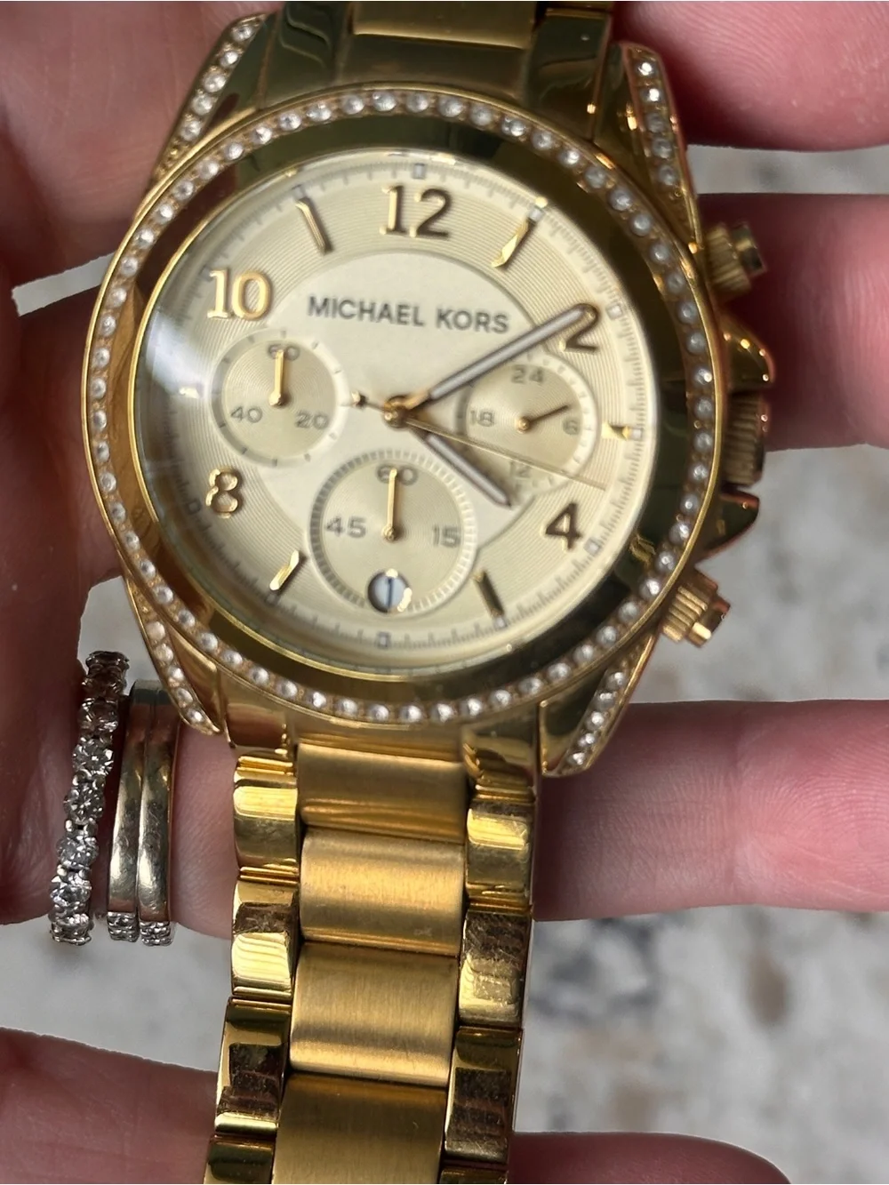 Michael Kors Gold Crystal-Accent Women's Chronograph Watch